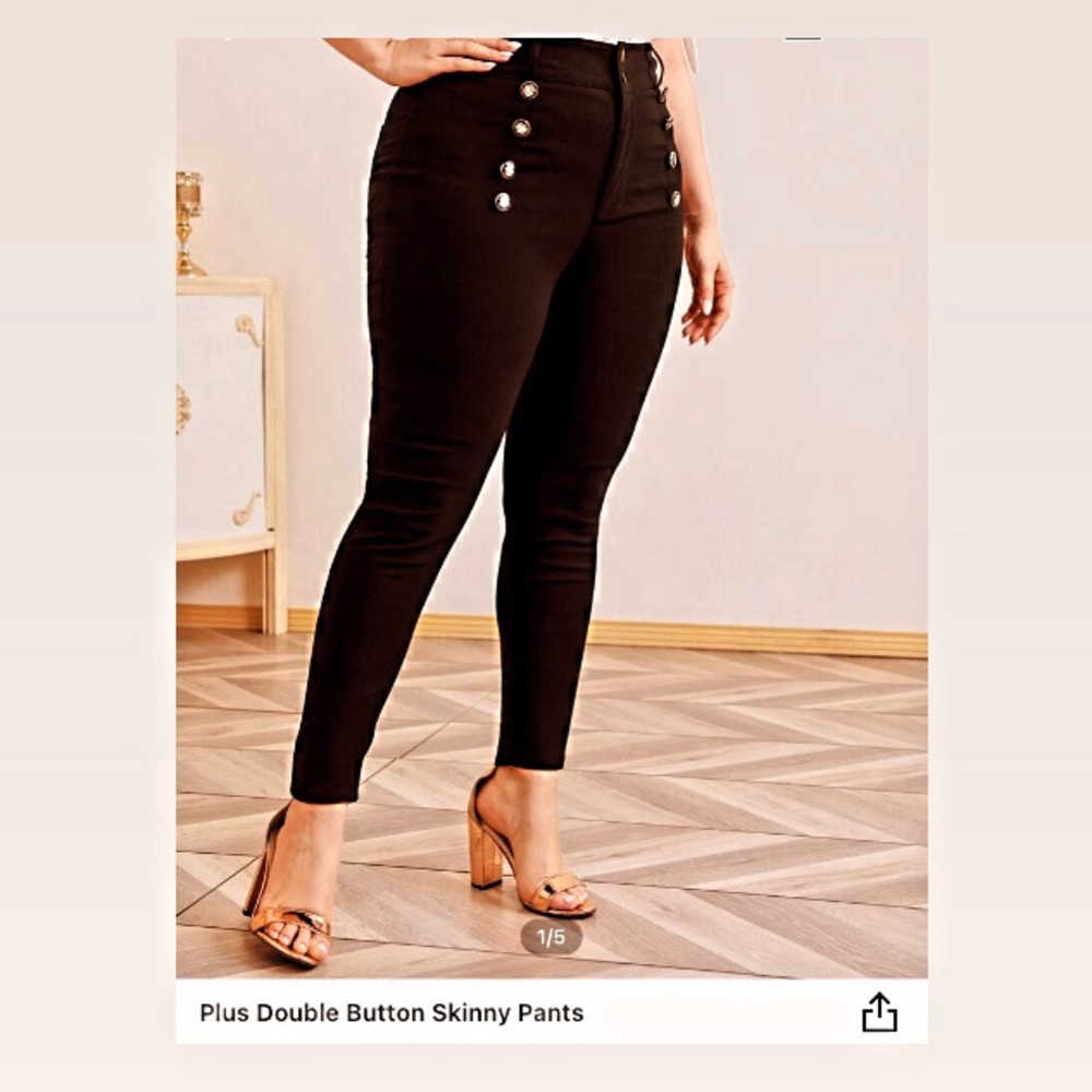 Double button up slim black dress pants
